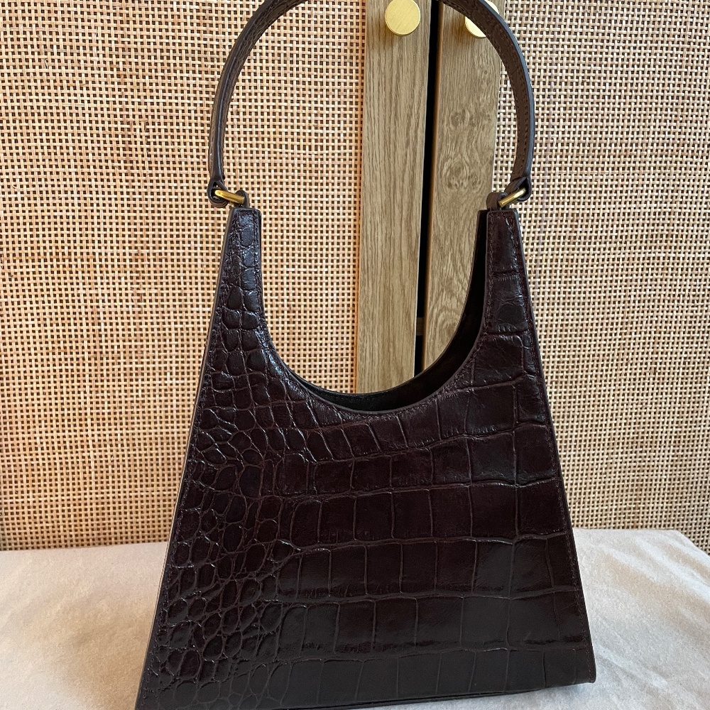 STAUD Rey Bag in Brown Croc